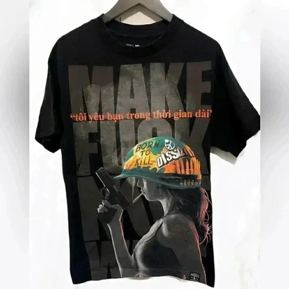 Authentic Dissizit logo'd black casual short sleeve Tshirt M - Picture 1 of 4